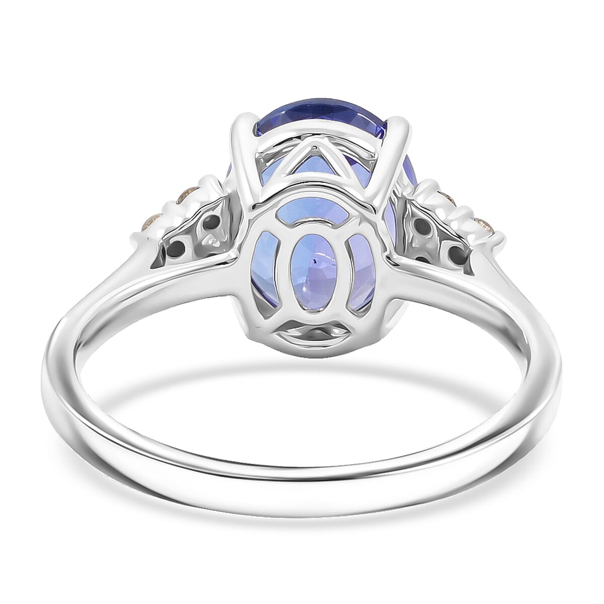 Certified & Appraised Luxoro AAA Tanzanite and I2 Diamond 3.00 ctw Ring in 14K White Gold (Size 7.0) image number 4