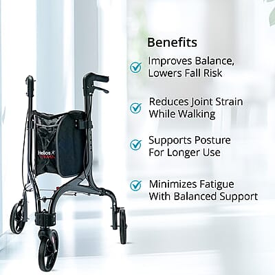 Closeout Helios 3 Wheel Walker -Black
