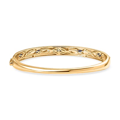 EverTrue Masoala Sapphire (D) and White Zircon 1.20 ctw Bangle Bracelet in 18K YG Plated