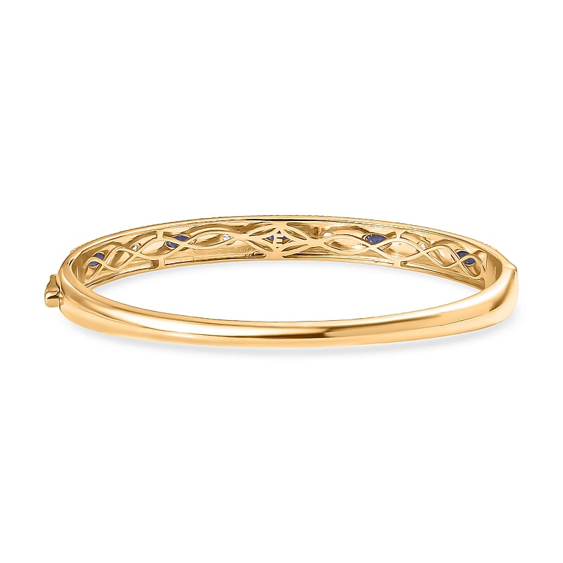 EverTrue Masoala Sapphire (D) and White Zircon 1.20 ctw Bangle Bracelet in 18K YG Plated