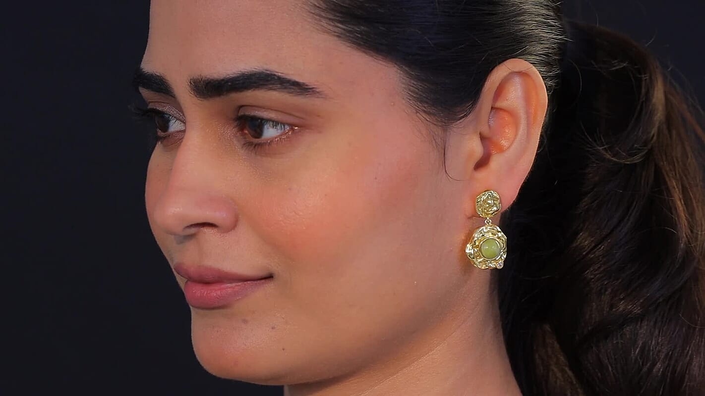 EverTrue Connemara Marble and White Zircon 4.50 ctw Earrings in 18K YG Plated with ION Plated YG Stainless Steel
