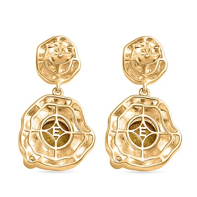 EverTrue Connemara Marble and White Zircon 4.50 ctw Earrings in 18K YG Plated with ION Plated YG Stainless Steel