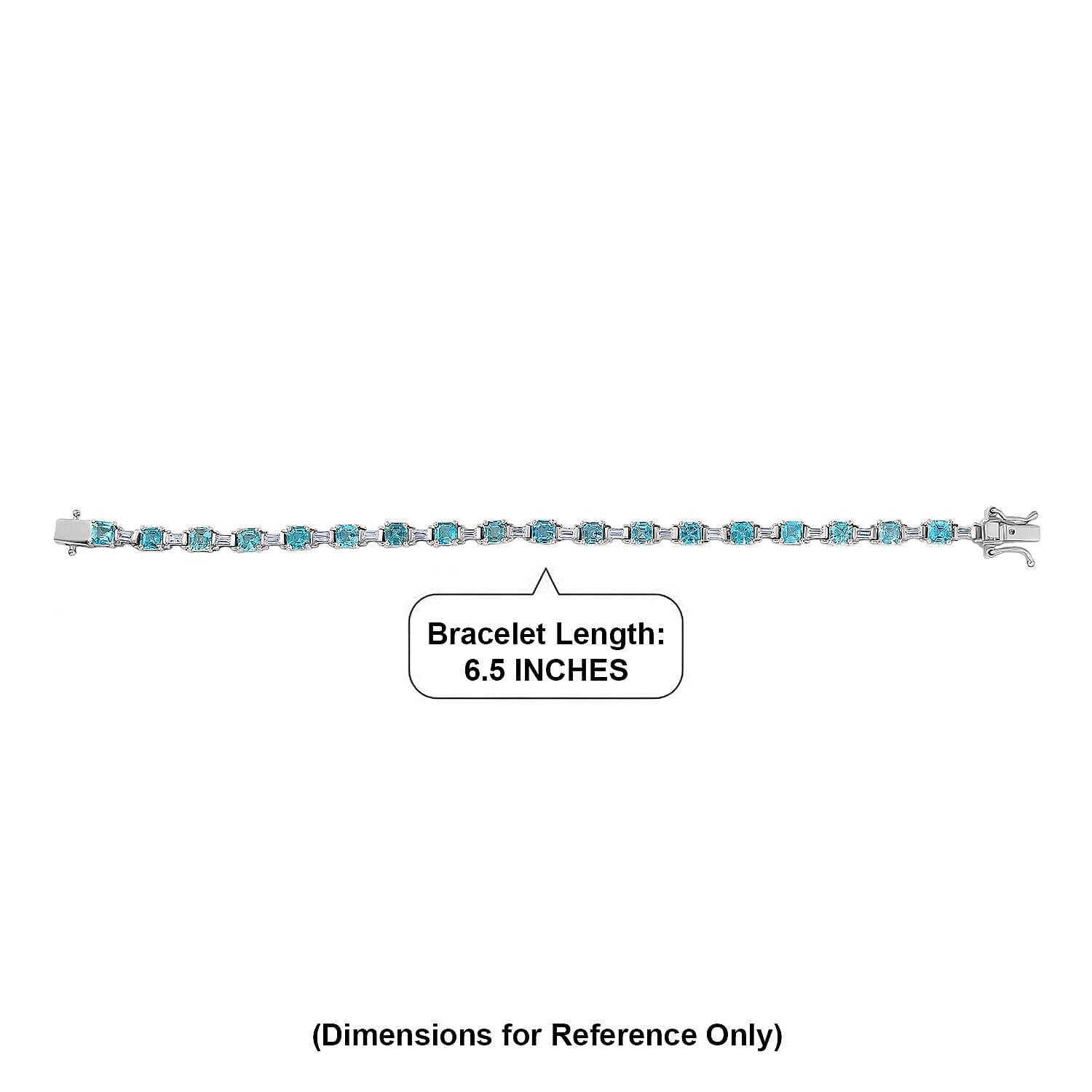 D'Joy Asscher Cut Apatite and Moissanite 7.90 ctw Linear Architecture Bracelet in Rhodium Over Sterling Silver (6.50 In)