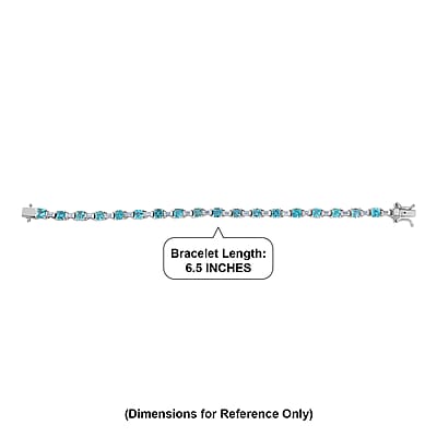 D'Joy Asscher Cut Apatite and Moissanite 7.90 ctw Linear Architecture Bracelet in Rhodium Over Sterling Silver (6.50 In)