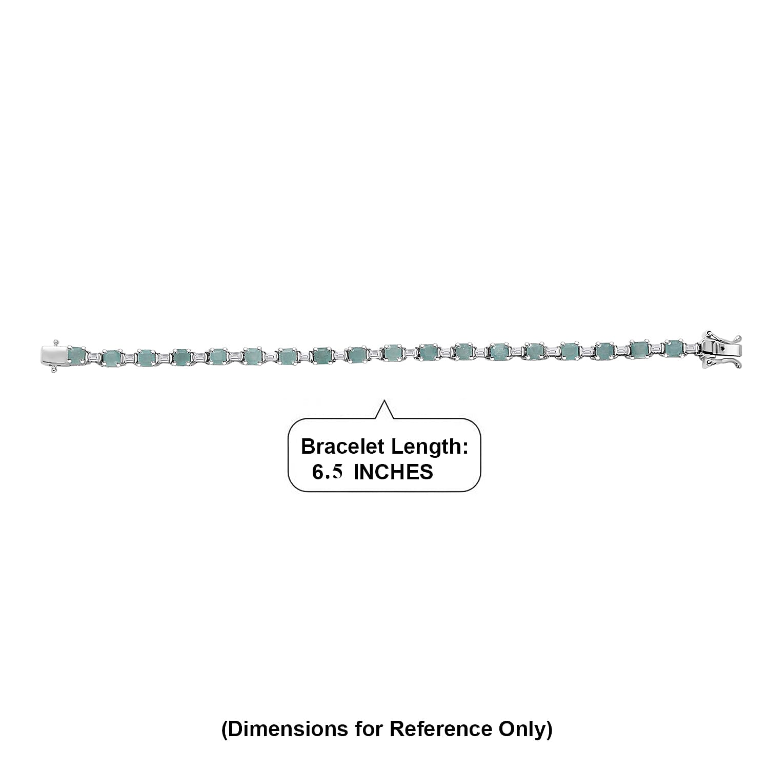 D'Joy Asscher Cut Grandidierite and Moissanite 8.00 ctw Linear Architecture Bracelet in Rhodium Over Sterling Silver (6.50 In)