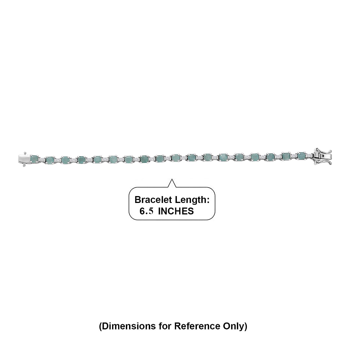 D'Joy Asscher Cut Grandidierite and Moissanite 8.00 ctw Linear Architecture Bracelet in Rhodium Over Sterling Silver (6.50 In) image number 4