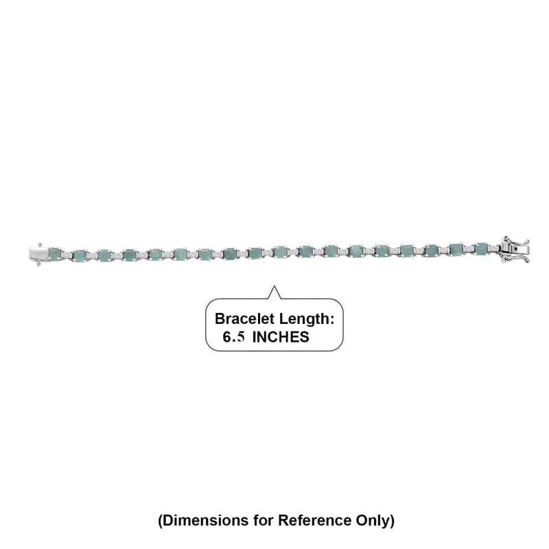 D'Joy Asscher Cut Grandidierite and Moissanite 8.00 ctw Linear Architecture Bracelet in Rhodium Over Sterling Silver (6.50 In)