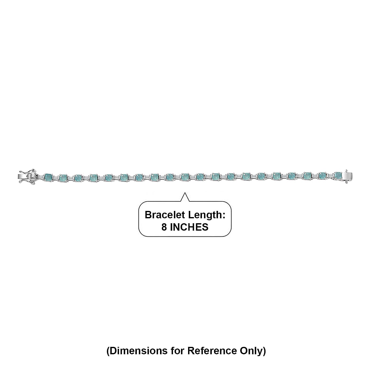 D'Joy Asscher Cut Grandidierite and Moissanite 8.00 ctw Linear Architecture Bracelet in Rhodium Over Sterling Silver (7.25 In) image number 4