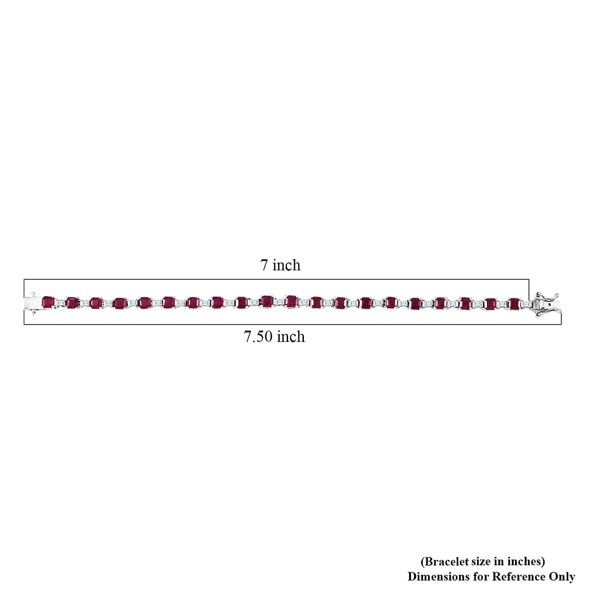 D'Joy Asscher Cut Niassa Ruby (FF) and Moissanite 12.65 ctw Linear Architecture Bracelet in Rhodium Over Sterling Silver (7.25 In) image number 4