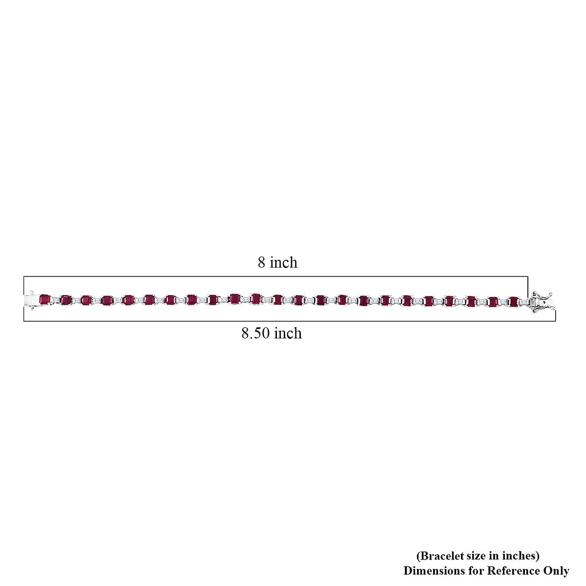 D'Joy Asscher Cut Niassa Ruby (FF) and Moissanite 13.85 ctw Linear Architecture Bracelet in Rhodium Over Sterling Silver (8.00 In) image number 4