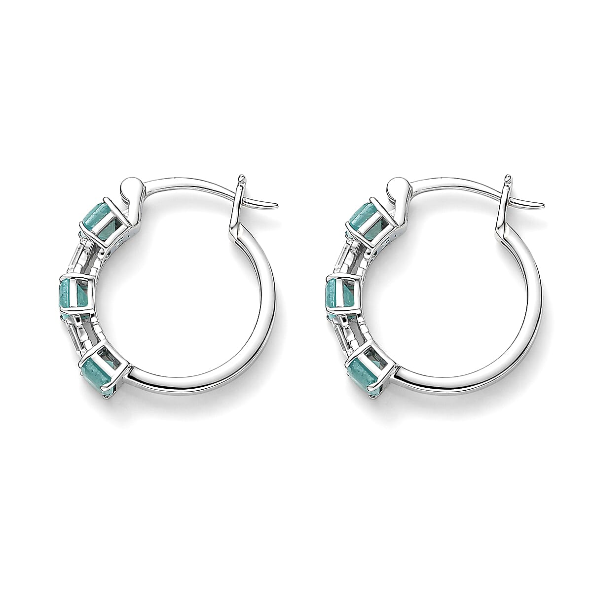 D'Joy Asscher Cut Grandidierite and Moissanite 2.35 ctw Linear Architecture Earrings in Rhodium Over Sterling Silver