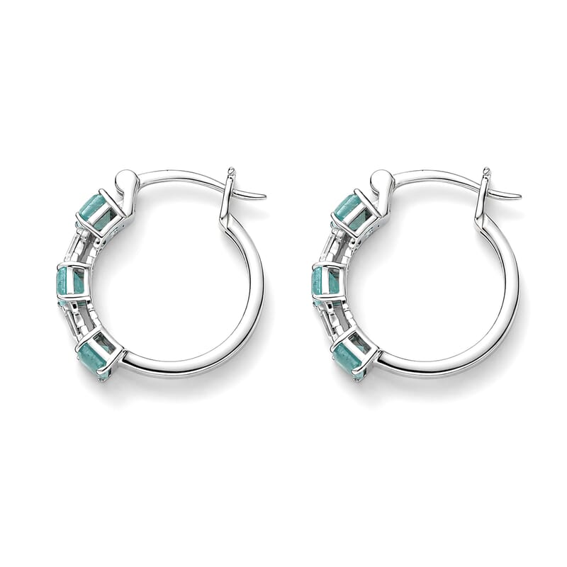 D'Joy Asscher Cut Grandidierite and Moissanite 2.35 ctw Linear Architecture Earrings in Rhodium Over Sterling Silver