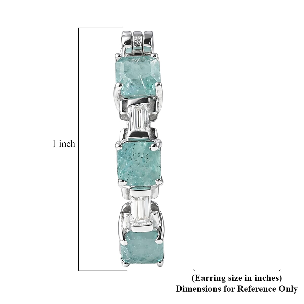 D'Joy Asscher Cut Grandidierite and Moissanite 2.35 ctw Linear Architecture Earrings in Rhodium Over Sterling Silver image number 4