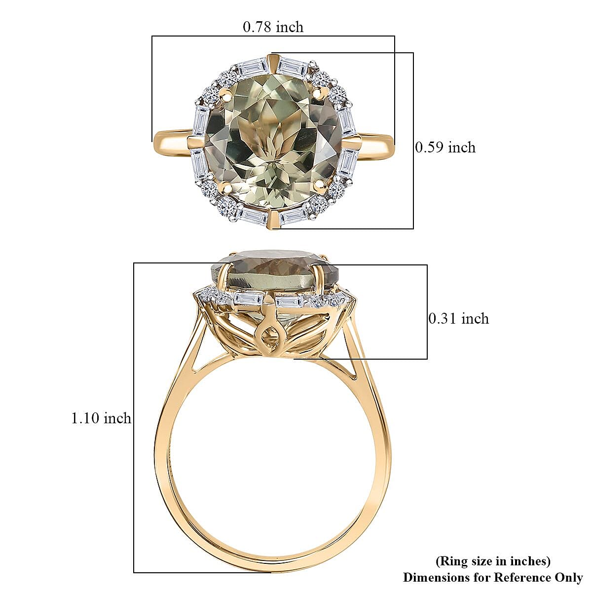 Doorbuster Certified & Appraised AAA Turkizite and Luxuriant Diamond G-H SI 5.57 ctw Ring in 10K Yellow Gold (Size 10.0) image number 4