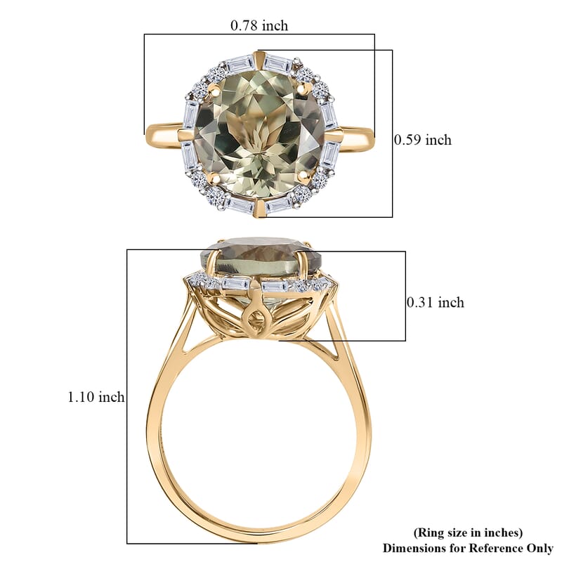 Certified & Appraised AAA Turkizite and Luxuriant Diamond G-H SI 5.57 ctw Ring in 10K Yellow Gold (Size 10.0)