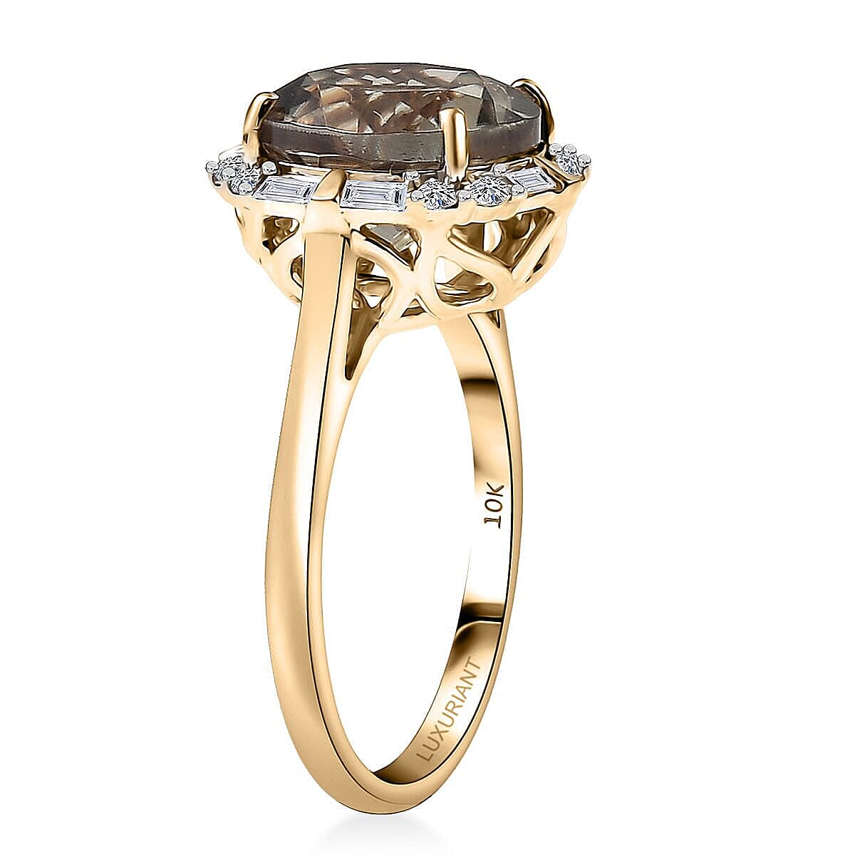 Certified & Appraised AAA Turkizite and Luxuriant Diamond G-H SI 5.57 ctw Ring in 10K Yellow Gold image number 3