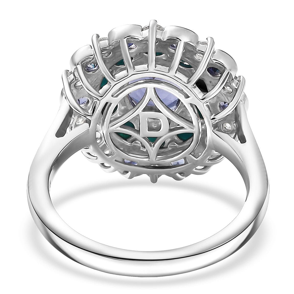  D'Joy Premium Catalina Iolite and Multi Gemstone 3.90 ctw Dynasty Bloom Ring in Rhodium Over Sterling Silver (Size 9.0) image number 4