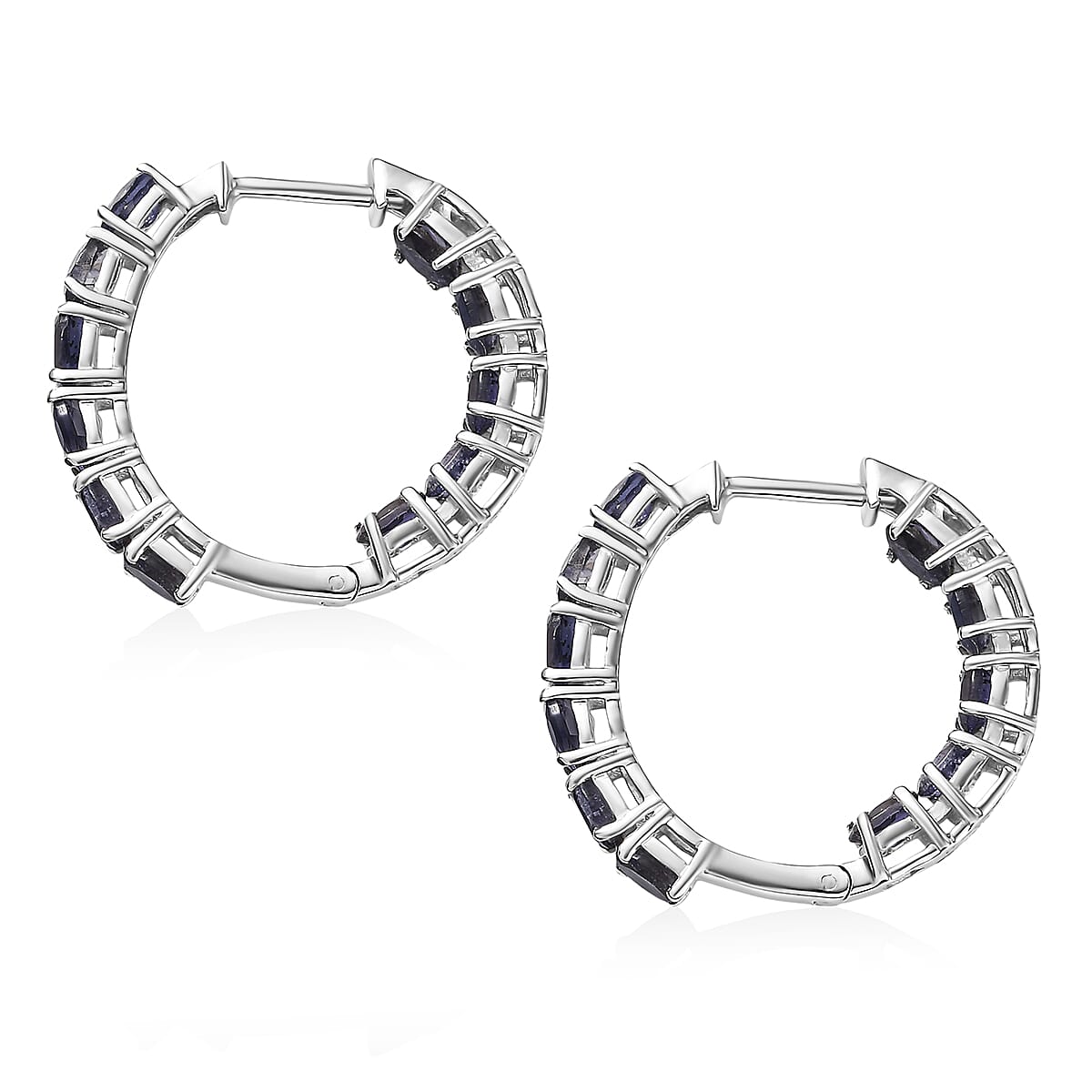 D'Joy Premium Catalina Iolite 4.00 ctw Inside-out Hoop Earrings in Rhodium Over Sterling Silver image number 4