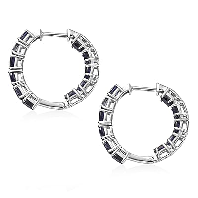 D'Joy Catalina Iolite Inside-out Hoop Earrings in Rhodium Over Sterling Silver 3.50 ctw