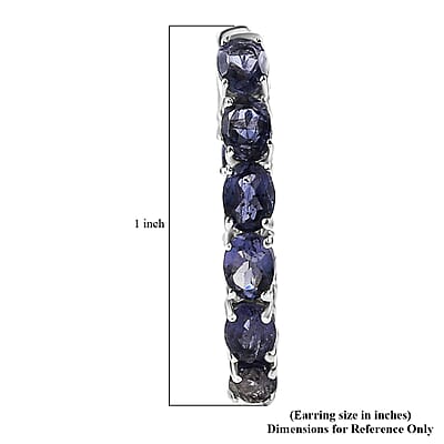 D'Joy Catalina Iolite Inside-out Hoop Earrings in Rhodium Over Sterling Silver 3.50 ctw