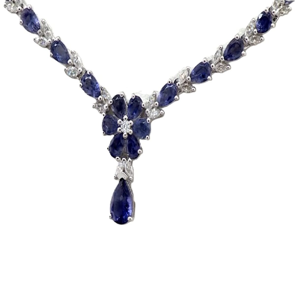 D'Joy Premium Catalina Iolite and Moissanite 4.70 ctw Royal Serenade Necklace in Rhodium Over Sterling Silver 18 Inches image number 3