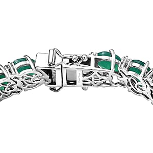 EverTrue Verde Onyx and White Zircon 34.10 ctw Wave Bracelet in Platinum Bond (7.25 In)