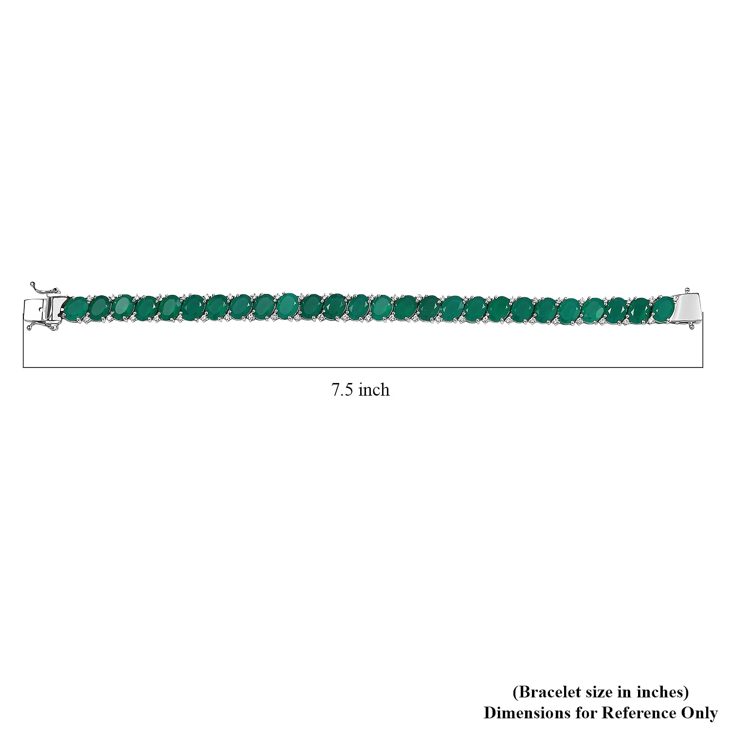 EverTrue Verde Onyx and White Zircon 34.10 ctw Wave Bracelet in Platinum Bond (7.25 In)