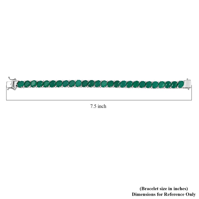 EverTrue Verde Onyx and White Zircon 34.10 ctw Wave Bracelet in Platinum Bond (7.25 In)
