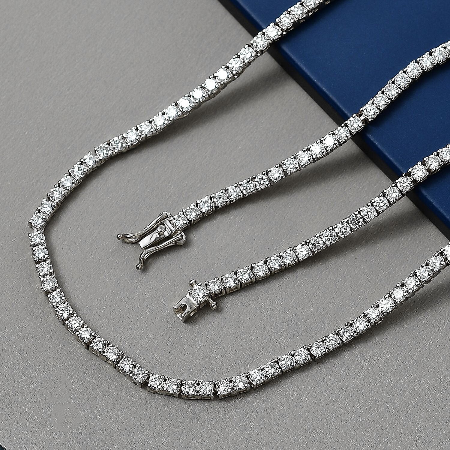 Luxuriant Lab Grown Diamond G-H SI 10.03 ctw Necklace in Rhodium Over Sterling Silver (18 Inches)