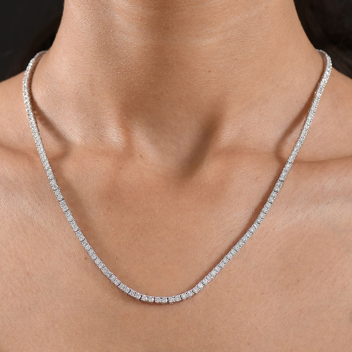 Luxuriant Lab Grown Diamond G-H SI 10.03 ctw Necklace in Rhodium Over Sterling Silver (18 Inches)