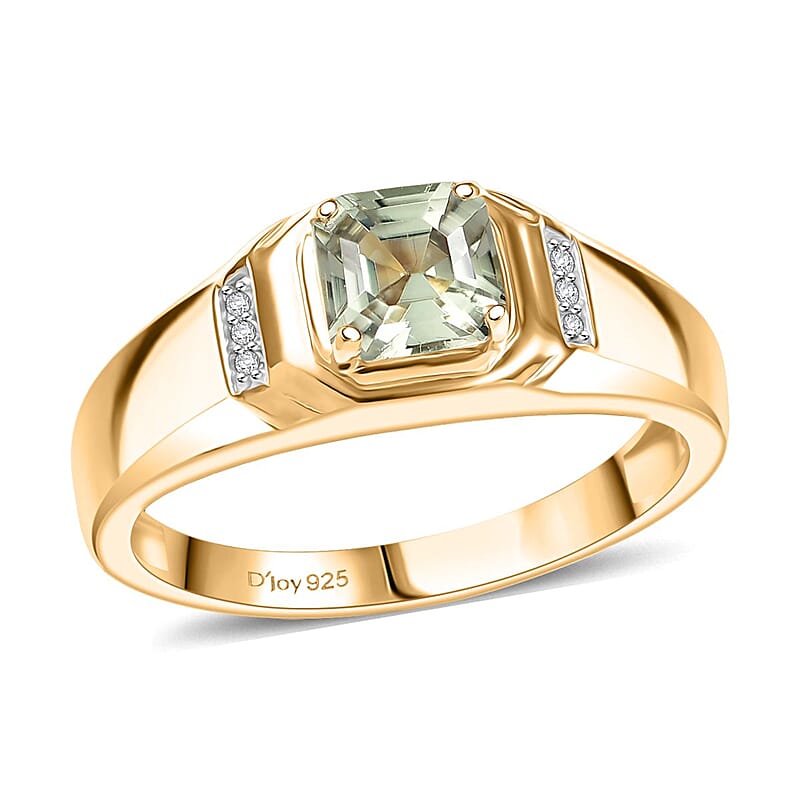 D'Joy AAA Turkizite and Moissanite 1.35 ctw Crown Valor Men's Ring in 18K Vermeil Yellow Gold Over Sterling Silver (Size 10.0)