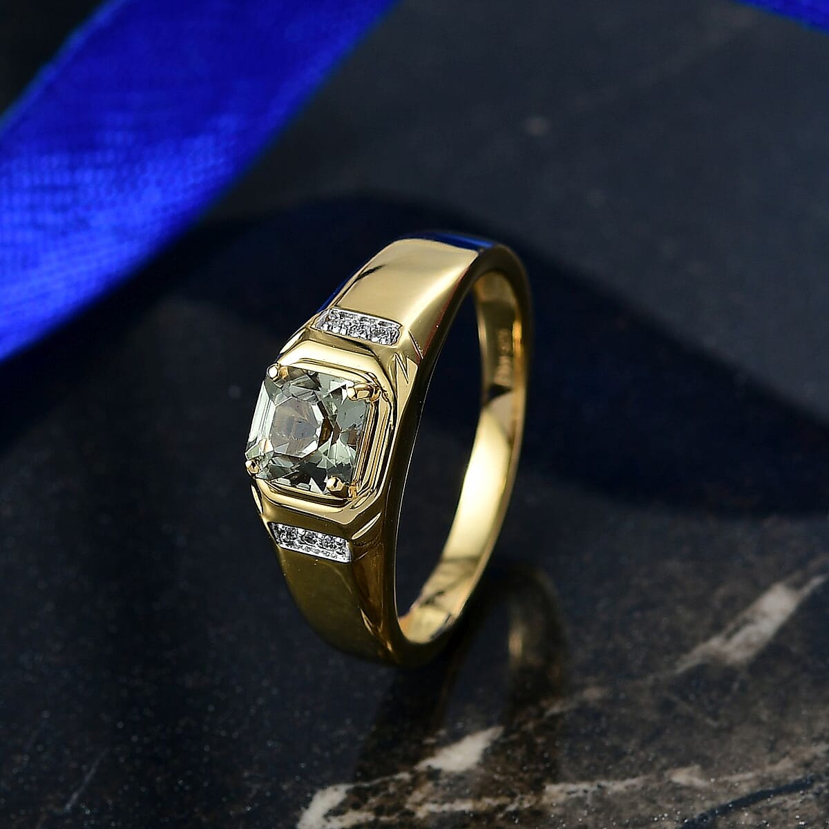 D'Joy AAA Turkizite and Moissanite 1.35 ctw Crown Valor Men's Ring in 18K Vermeil Yellow Gold Over Sterling Silver (Size 10.0) image number 1