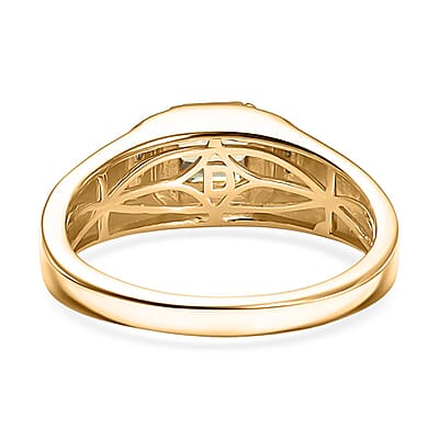 D'Joy AAA Turkizite and Moissanite 1.35 ctw Crown Valor Men's Ring in 18K Vermeil Yellow Gold Over Sterling Silver (Size 10.0)