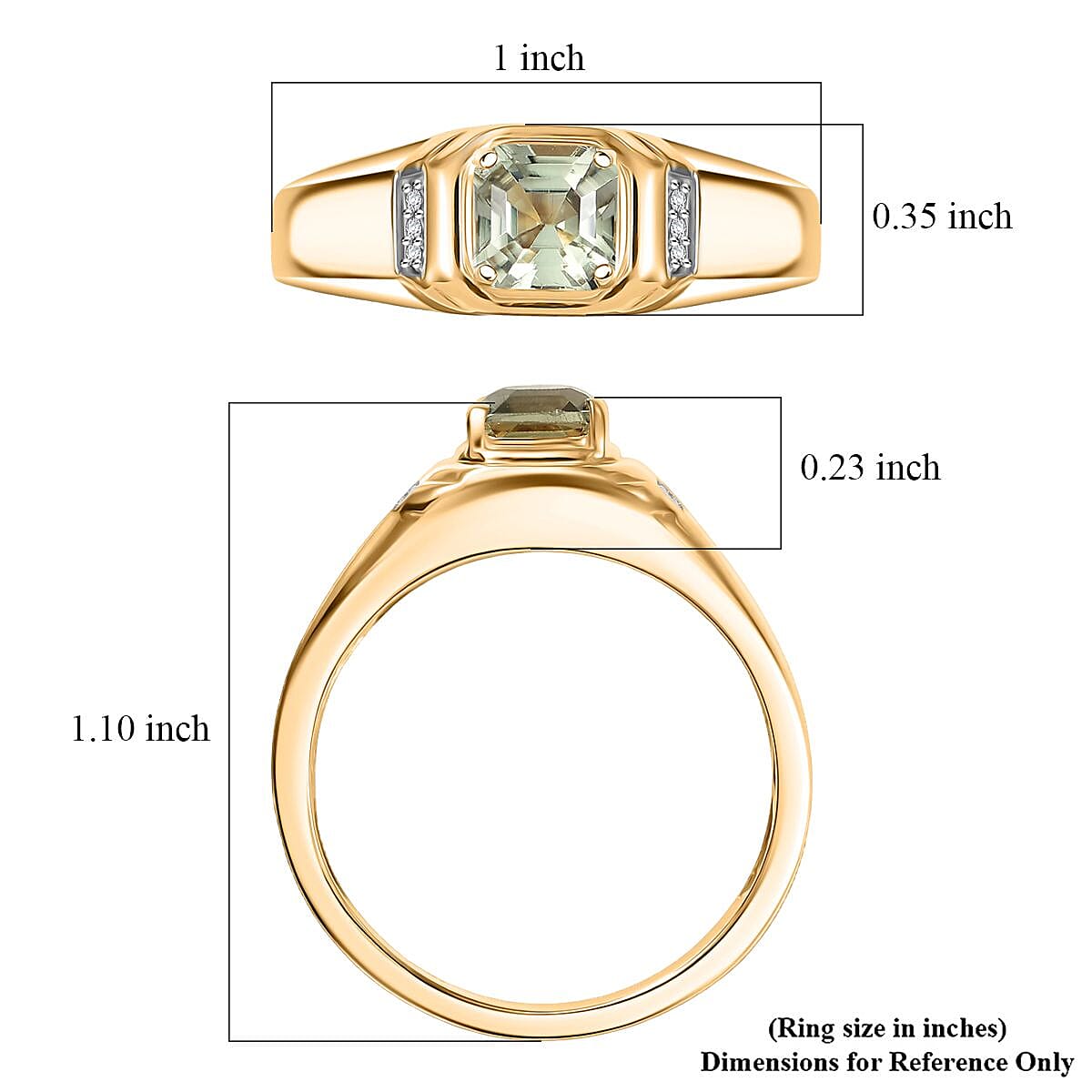 D'Joy AAA Turkizite and Moissanite 1.35 ctw Crown Valor Men's Ring in 18K Vermeil Yellow Gold Over Sterling Silver (Size 10.0) image number 5