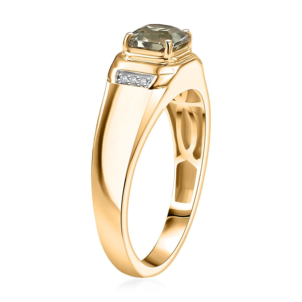 D'Joy AAA Turkizite and Moissanite 1.35 ctw Crown Valor Men's Ring in 18K Vermeil Yellow Gold Over Sterling Silver (Size 12.0) image number 3