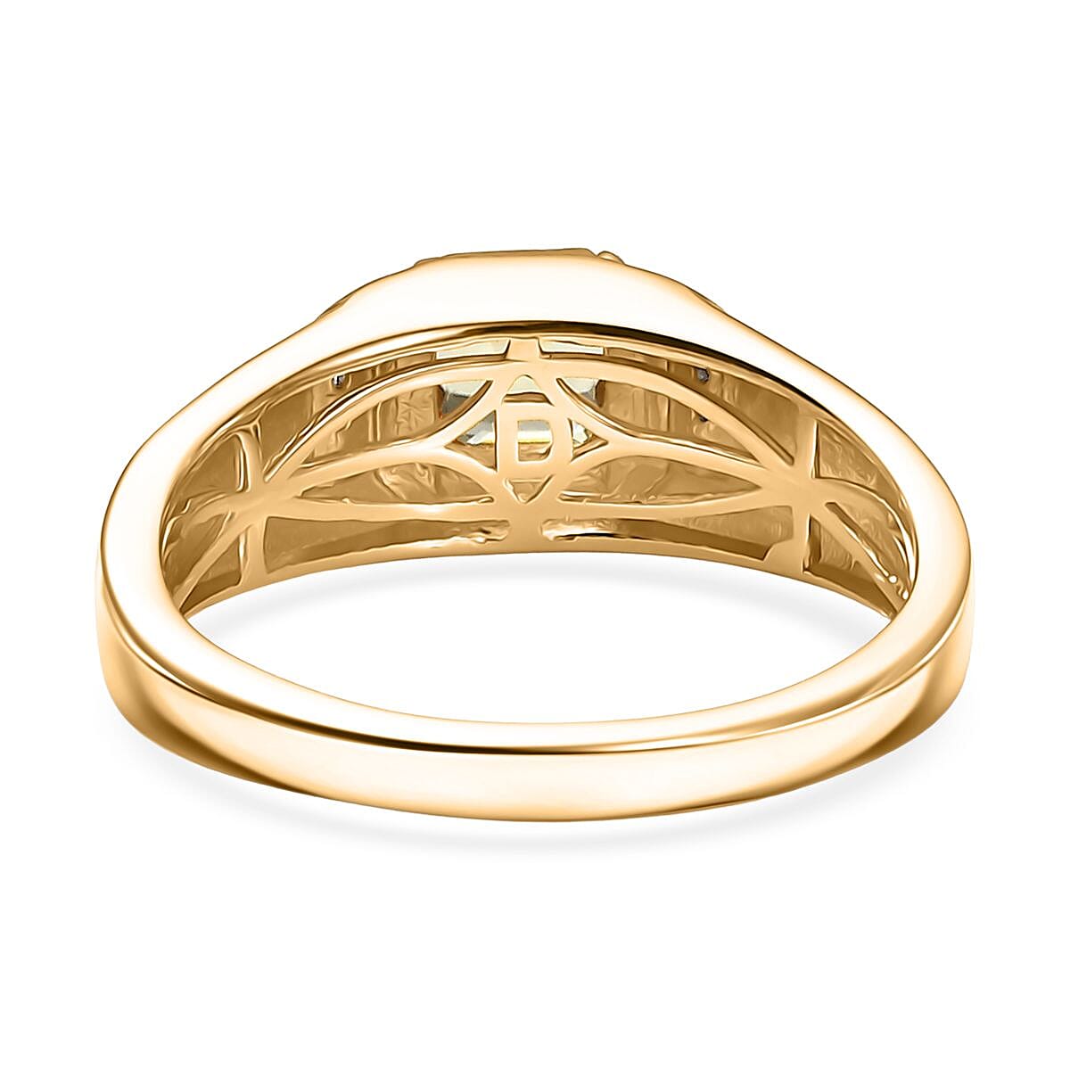 D'Joy AAA Turkizite and Moissanite 1.35 ctw Crown Valor Men's Ring in 18K Vermeil Yellow Gold Over Sterling Silver (Size 12.0) image number 4