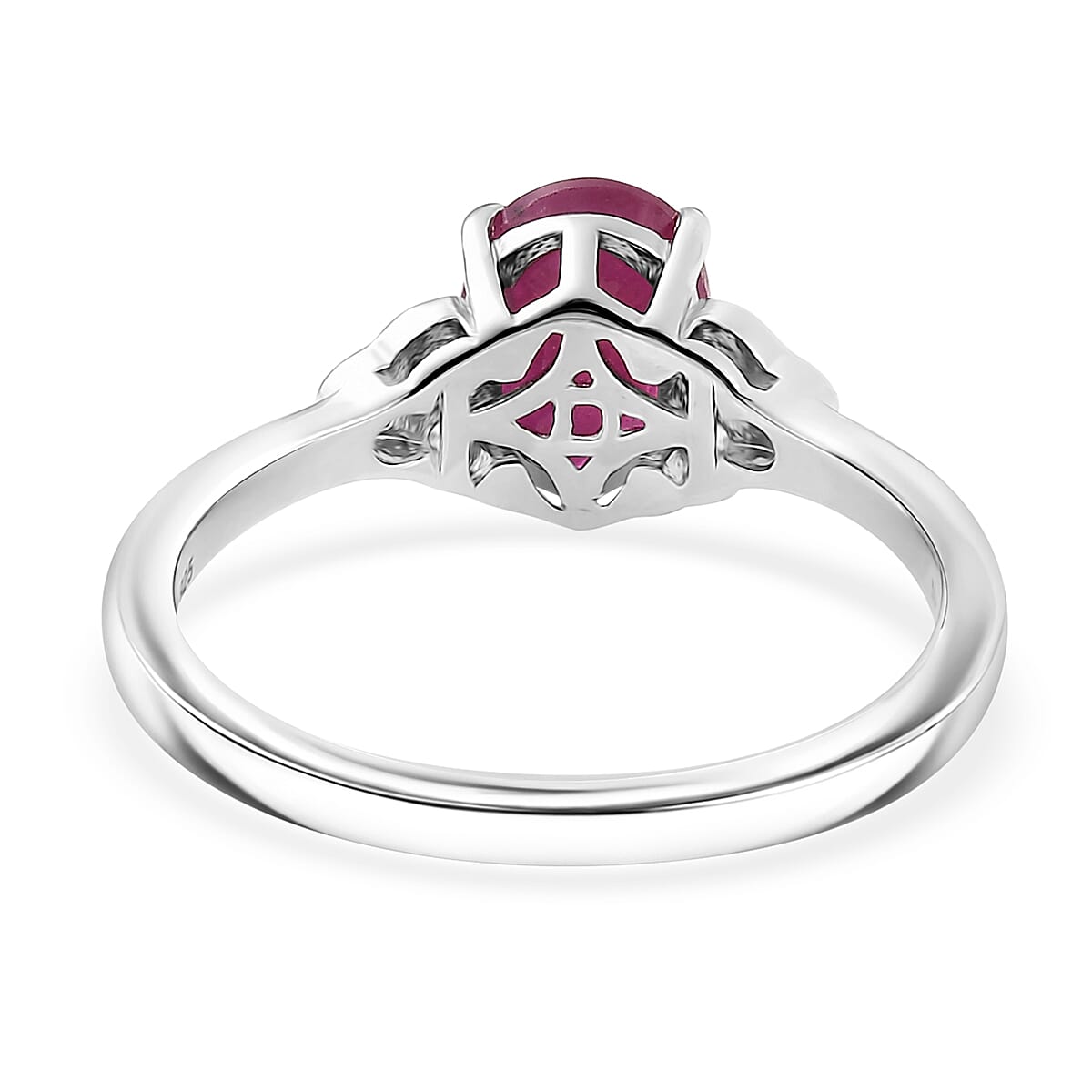 D'Joy Niassa Ruby (FF), White Zircon Ring in Platinum Over Sterling Silver (Size 10.0) 2.10 ctw image number 4