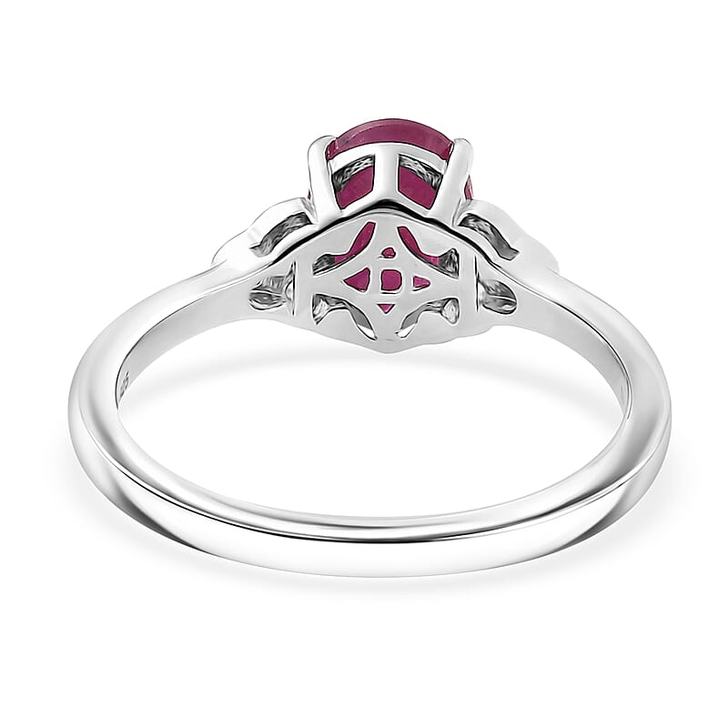 D'Joy Niassa Ruby (FF) and White Zircon 2.10 ctw Ring in Platinum Over Sterling Silver (Size 10.0)