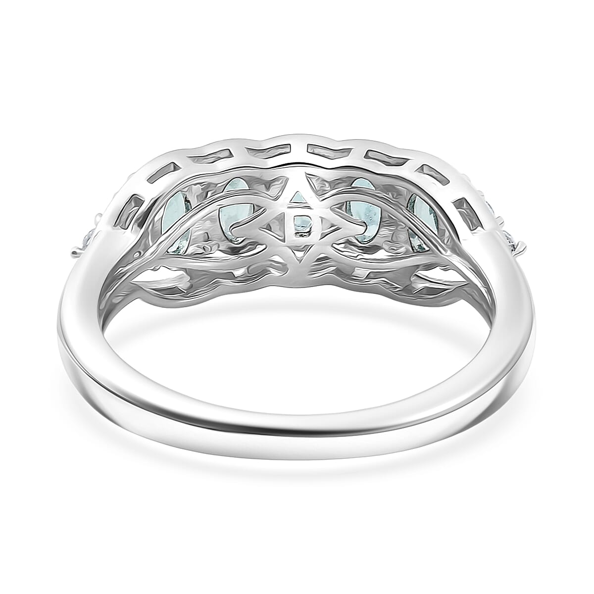 D'Joy Betroka Blue Apatite and White Zircon 1.40 ctw Ring in Platinum Over Sterling Silver (Size 10.0)