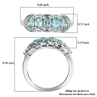 D'Joy Betroka Blue Apatite and White Zircon 1.40 ctw Ring in Platinum Over Sterling Silver (Size 10.0)