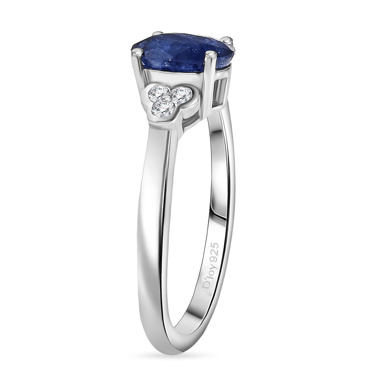 D'Joy Masoala Sapphire (D) and White Zircon 2.10 ctw Ring in Platinum Over Sterling Silver (Size 8.0) image number 3