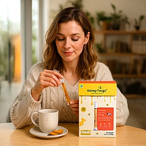 Honey Twigs Turmeric Infused Honey Sticks - 30 Count Single Serve Natural Honey Straws - 8.47oz