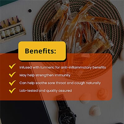 Honey Twigs Turmeric Infused Honey Sticks - 30 Count Single Serve Natural Honey Straws - 8.47oz