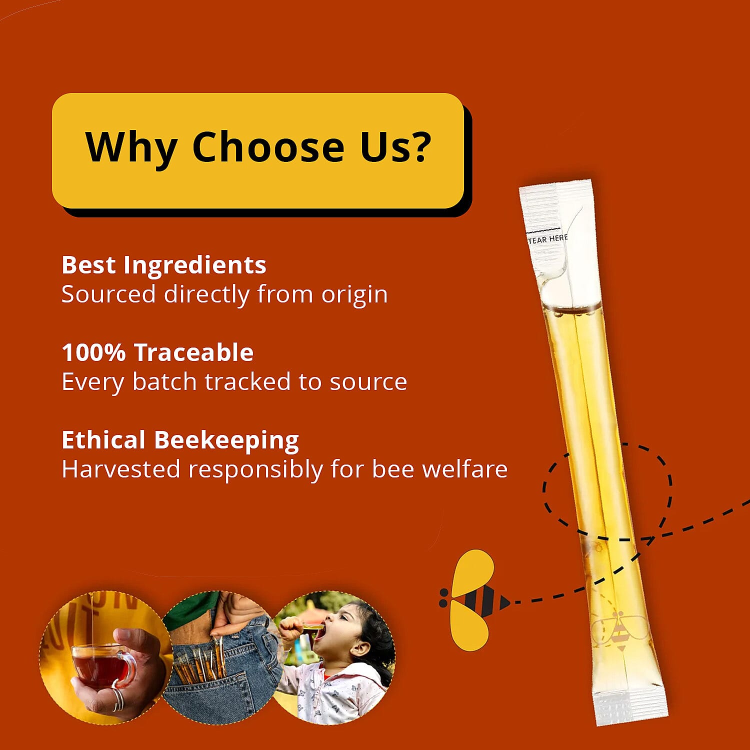 Honey Twigs Turmeric Infused Honey Sticks - 30 Count Single Serve Natural Honey Straws - 8.47oz
