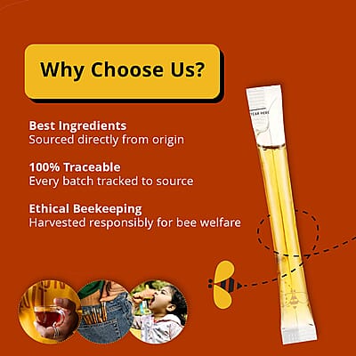 Honey Twigs Turmeric Infused Honey Sticks - 30 Count Single Serve Natural Honey Straws - 8.47oz