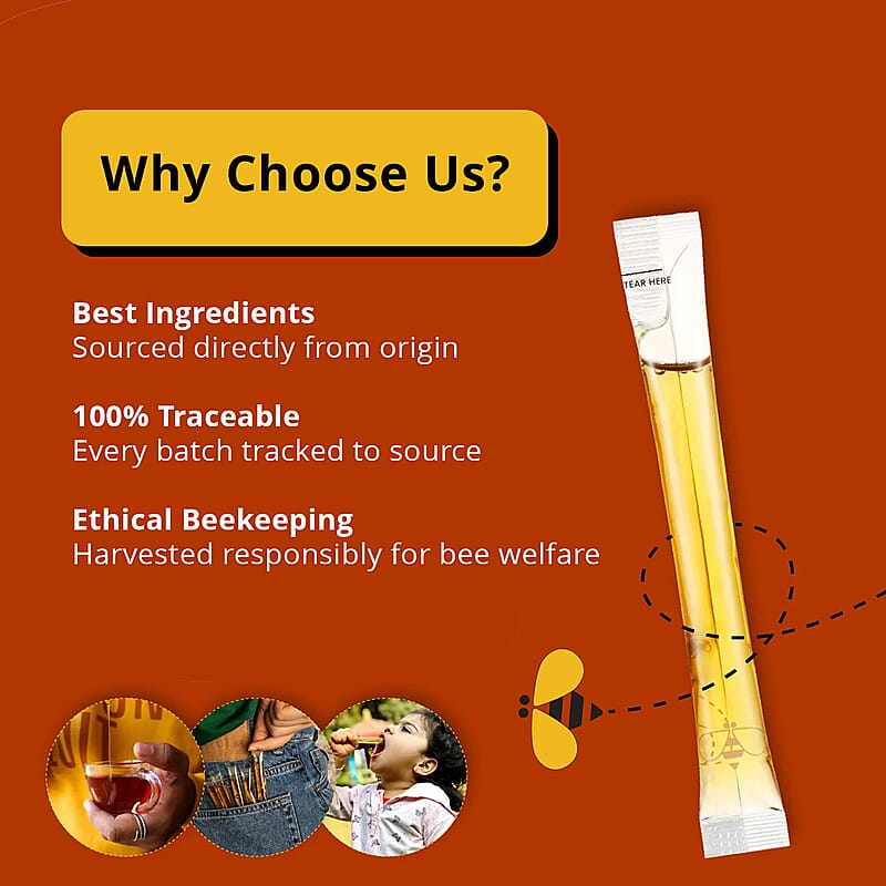 Honey Twigs Turmeric Infused Honey Sticks - 30 Count Single Serve Natural Honey Straws - 8.47oz