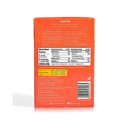 Honey Twigs Turmeric Infused Honey Sticks - 30 Count Single Serve Natural Honey Straws - 8.47oz