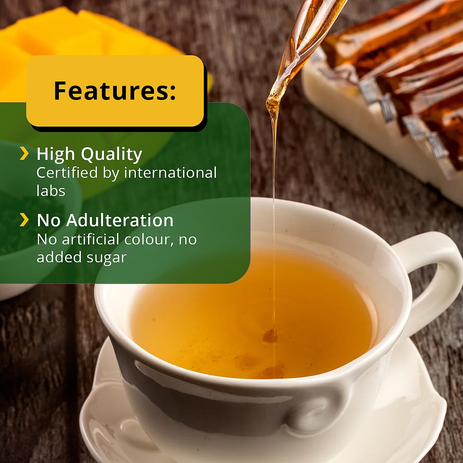 Honey Twigs Ginger Infused Honey Sticks - 30 Count Single Serve Natural Honey Straws - 8.47 oz