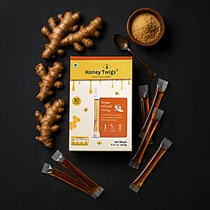 Honey Twigs Ginger Infused Honey Sticks - 30 Count Single Serve Natural Honey Straws - 8.47 oz
