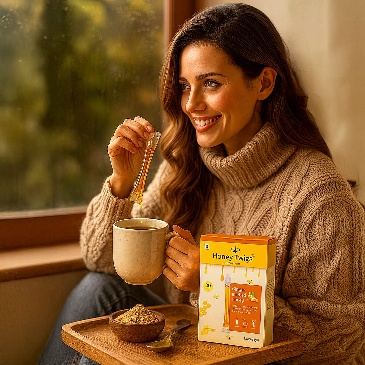 Honey Twigs Ginger Infused Honey Sticks - 30 Count Single Serve Natural Honey Straws - 8.47 oz image number 2